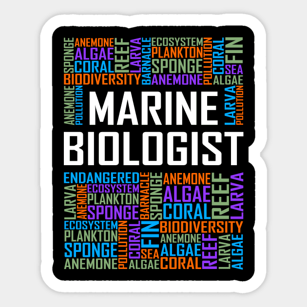 Marine Biologist Words Marine Biologist Sticker TeePublic